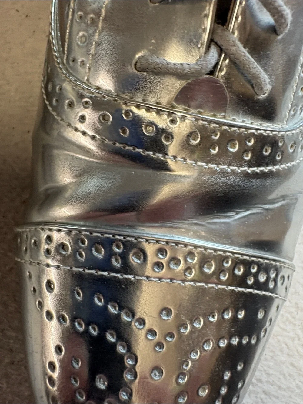 J. Crew Metallic Silver Brogue Oxford Shoes